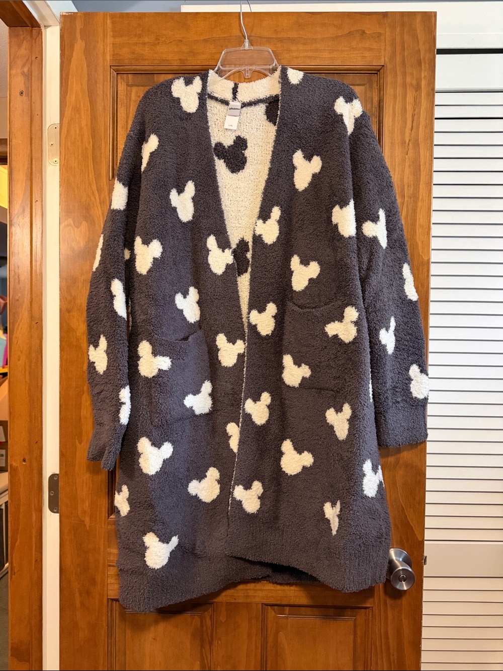 Cozy Plush Cardigan with Mickey Head Pattern